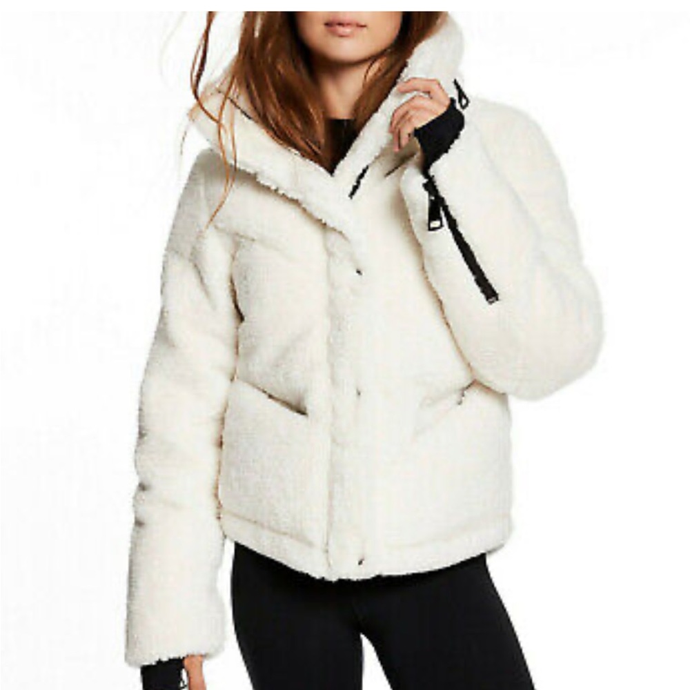 SAM. Hooded Plush Sherpa Down Jacket Sz L
